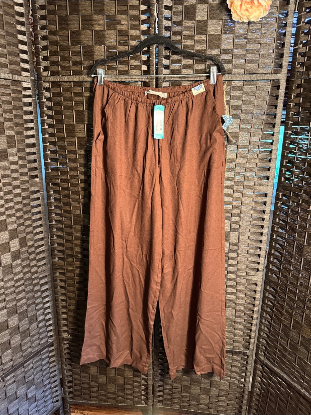 Dakota Blue Women's Wide-Leg Drawstring Pants - Brown Size Medium